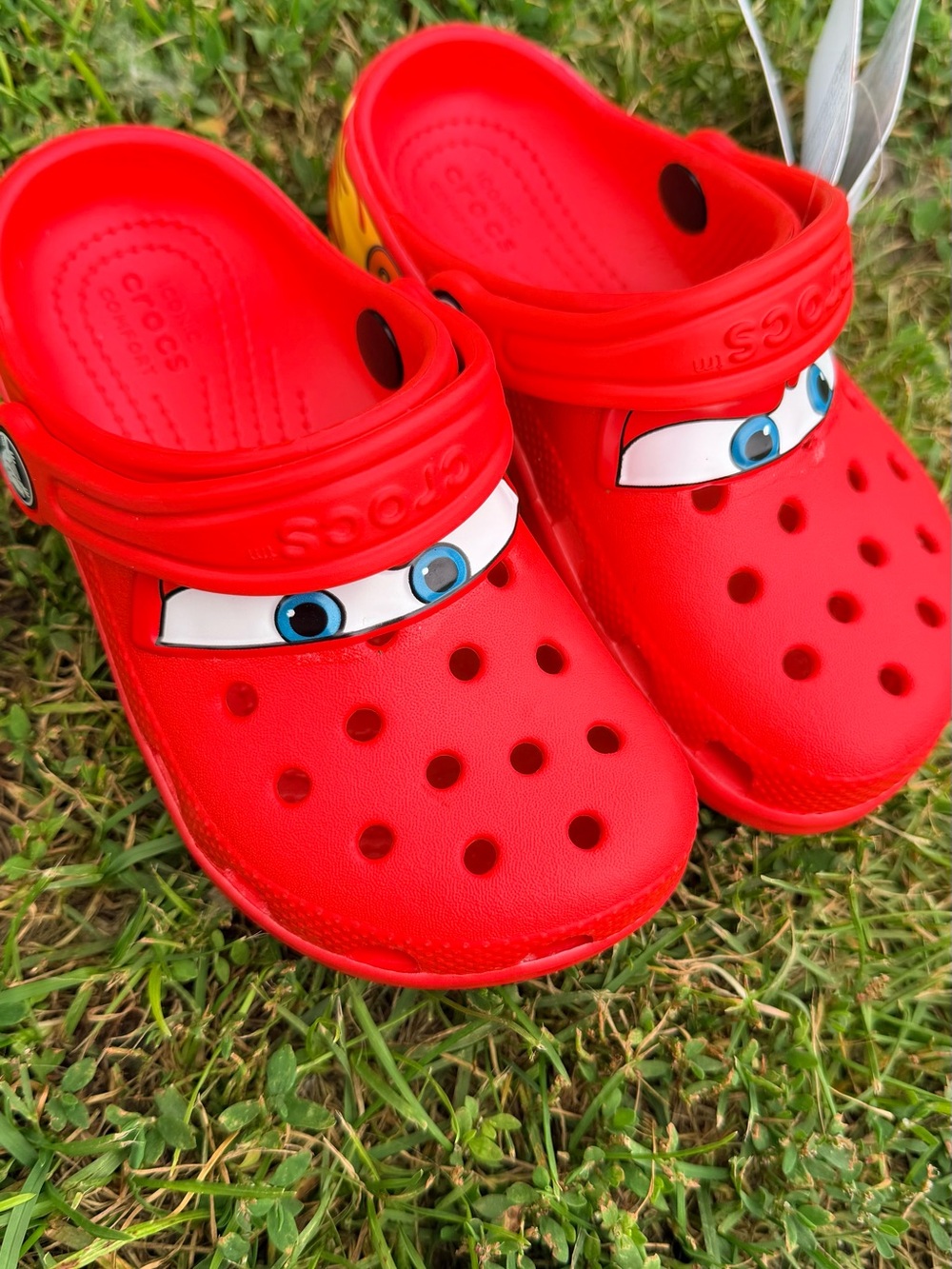 CROCS Kids' Red Character Slip-On Clogs with Blue Eye Detail